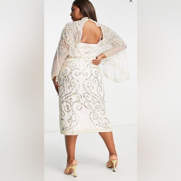 ASOS Design Curve Pearl Embellished Midi Dress - Picture 3 of 4